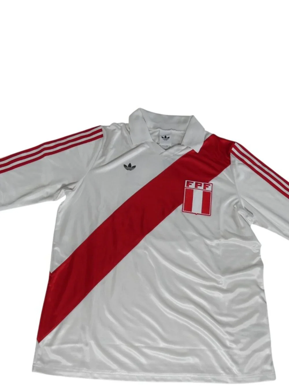 Adidas Men's Peru FPF 10 Jersey JI7634 White/Red Size XL Retro Soccer Shirt